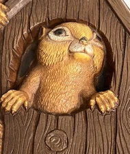 Vintage 1977 Homeco Wall Decor Chipmunks in/on Bird House 3-D Made in USA Cute