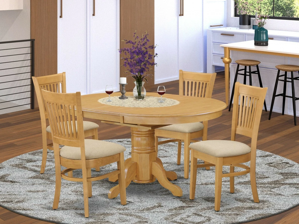 5pc Avon dinette oval pedestal dining table w 4 upholstered
