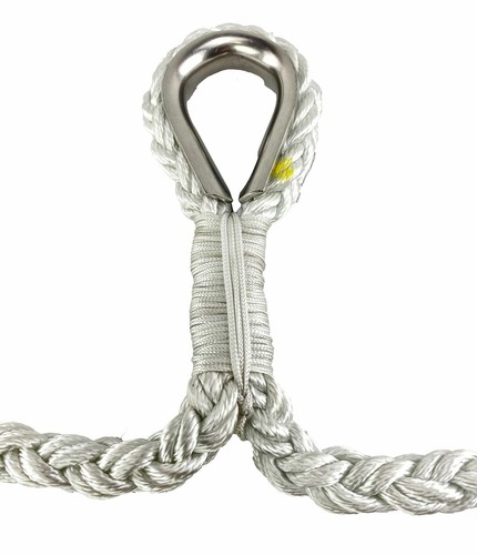 18mm 8st White Nylon V Shaped Mooring Bridle C/W ST/ST Thimble 17.5 Metre Legs - Picture 2 of 7