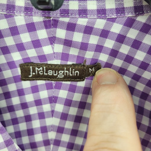 J McLaughlin Shirt Mens Large Purple White Plaid Long Sleeve Button Down - Picture 3 of 9