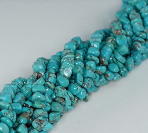 6 X 3 - 8 X 5MM TURQUOISE HOWLITE GEMSTONE CHIP LOOSE BEADS 15inch - Picture 4 of 4
