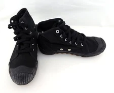 PF Flyers Shoes Grounder Hi Canvas Black Sneakers Mismatch Womens 7/7.5