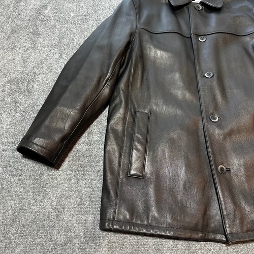 BRANDINI Jacket Mens Oversized Medium Black Leather Button Front Polyester Lined - Picture 10 of 15