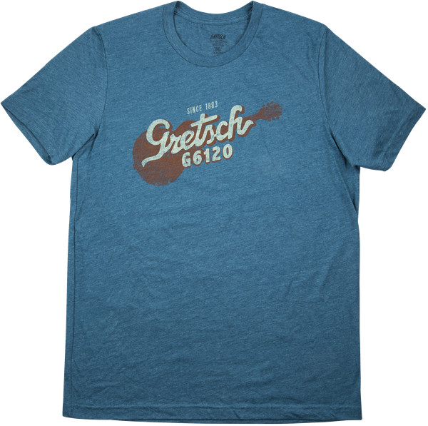 Футболка Gretsch Guitars G6120 с глубоким бирюзовым рисунком - Мужской Маленький размер #9226120414