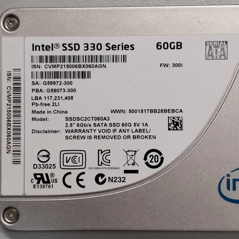Genuine Intel 60GB 2.5" SATA3 6Gb/s SSD Solid State Drive SSDSC2CT060A3 - Image 2 of 4