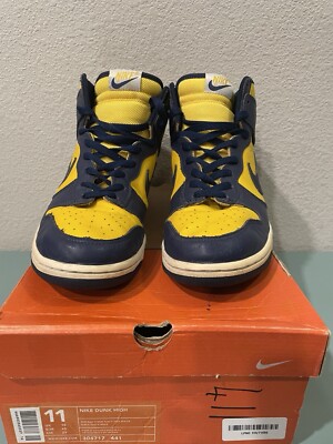 RARE Vintage 2003 Nike Dunk High Michigan OG Box Paper Size 11