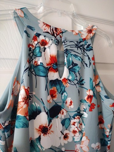 Enfocus Studio Dress Women's 12 Maxi Blue Floral Print Sleeveless Stretch NWT - Picture 7 of 8