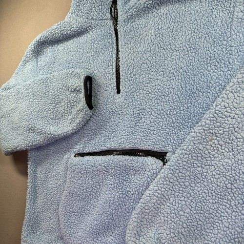 No Boundaries Pullover Jacket Womens M 7-9 Powder Blue Sherpa Fuzzy 1/4 Zip NOBO - Picture 4 of 13