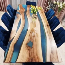 Custom Order Natural Wood & Epoxy Resin Countertop, Dining Coffee, Home Decor