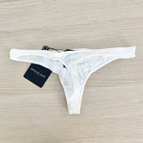Pleasure State Faery Thong Size M Ecru Black Low Rise Silk Blend New - Picture 5 of 7