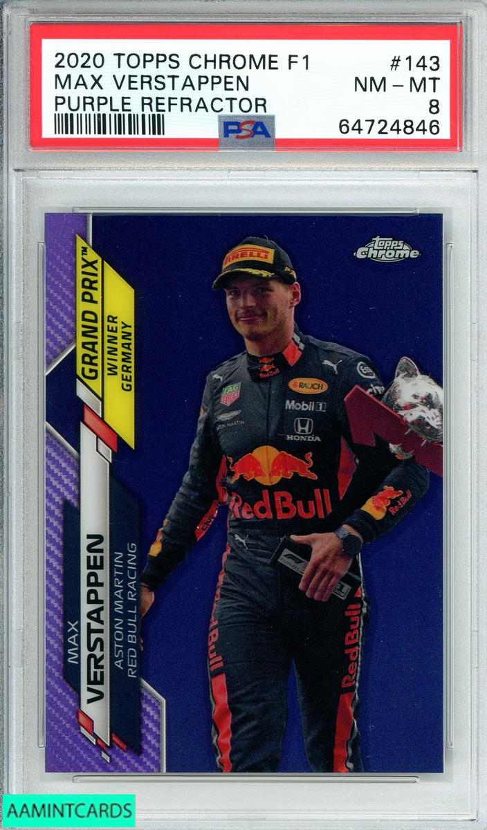 2020 TOPPS CHROME F1 MAX VERSTAPPEN #143 PURPLE REF 92 OF 399 PSA
