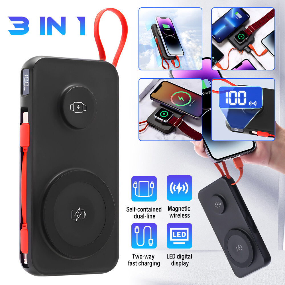 Magnetic Power Bank 3 in 1 Wireless 22.5W Fast Charger External Battery 20000mAh