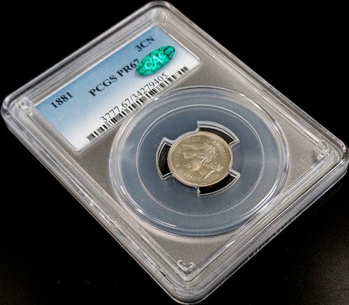 1881 Proof Three Cent piece, nickel composition, graded PR 67 by PCGS & CAC! - Picture 2 of 4