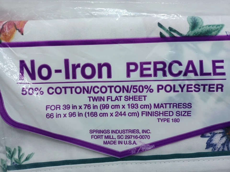Twin Flat Sheet New Vintage Springs Industries Percale Wamsutta  #1 Seconds USA - Image 2 of 4
