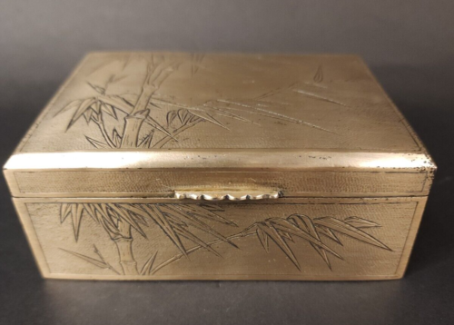 antique chinese silver box bamboo scene 373 grams - Picture 1 of 10