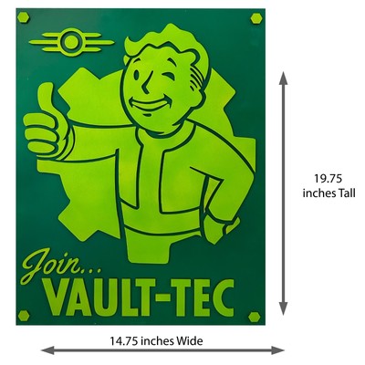 Join Vault Tech Wooden Wall Poster Vault Boy-Fallout -Handcrafted