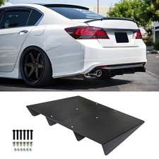 Universal Rear Diffuser 4 Shark Fins Under Bumper Splitter Unpainted Black ABS