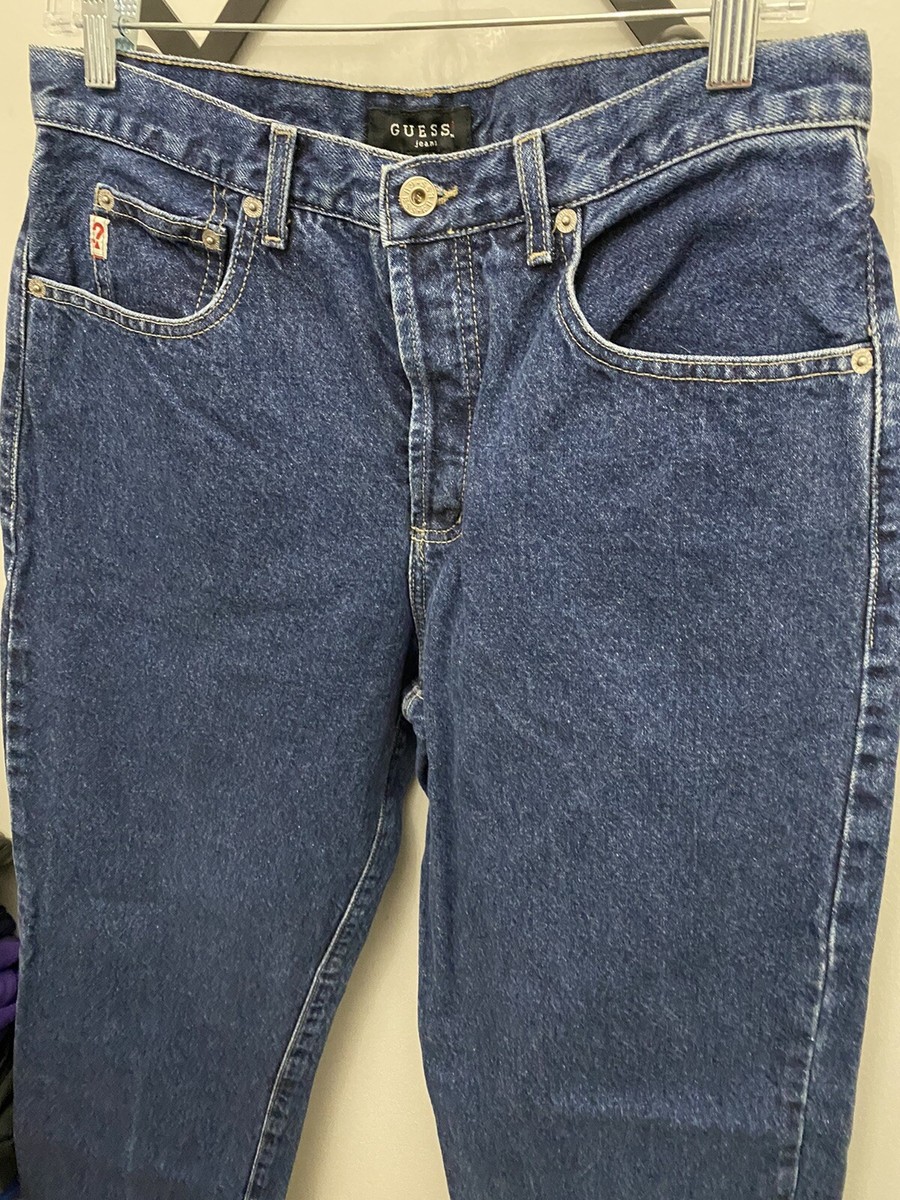 Vintage Guess Dark Blue Denim Jeans 90s Y2K Straight Leg Vintage Guess Dark Blue Denim Jeans 90s Y2K Straight Leg