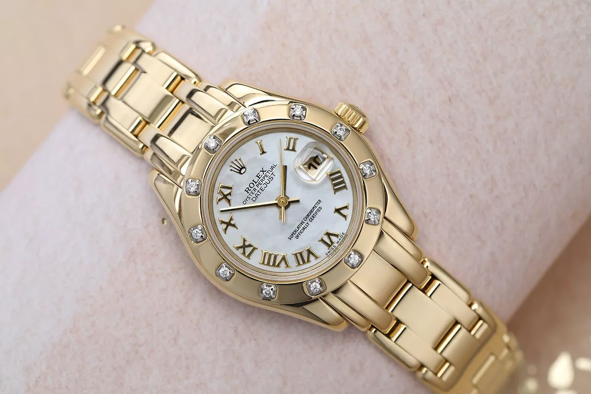 Rolex 18k yellow gold top ladies oyster perpetual datejust