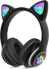 Kids Headphones, Cat Ear Wireless Headphones, LED Light up Kids Bluetooth