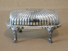 F.B. Rogers roll top butter dish 357 lion