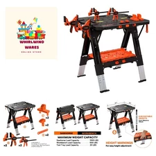 Portable Folding Work Table, 2-in-1 as Sawhorse & Workbench, 31” W×25” D×25”-...