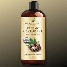 Premium Organic Castor Oil 100% Pure and Hexane-Free Cold-Pressed Beauty 16 fl.