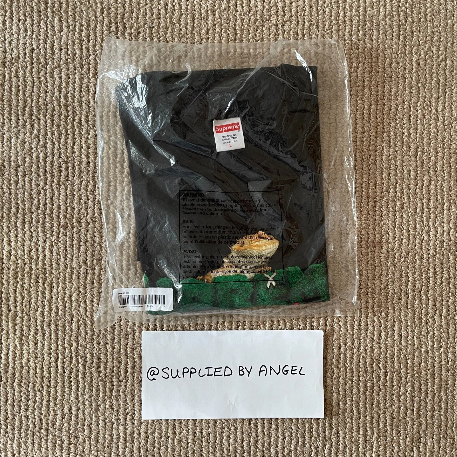 Tee shirt Supreme Lizard   Noir, Taille Large * EN MAIN ✅ PRÊT À EXPÉDIER 2 *