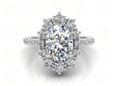 2.45 Ct Oval Cut CZ Cocktail Halo Vintage Engagement Ring in 925 Sterling Silver
