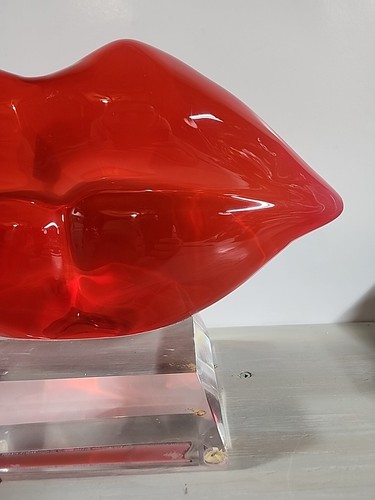 Shlomi Haziza large acrylic Red Lips sculpture signed Love Lair Decor Piece Sexy - Picture 7 of 24