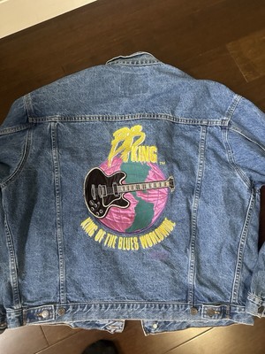 BB King King Of the Blues Blue Worldwide Men s Denim Jean Jacket Size XL