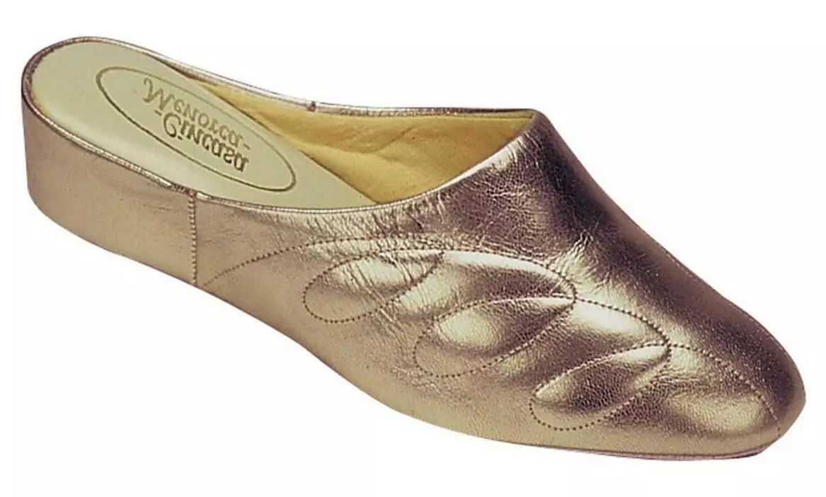 Cincasa Menorca Womens Ladies Leather Slip On Mule Slippers Pewter Gold Bronze