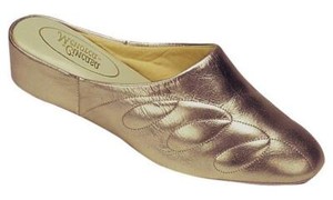 gold mule slippers