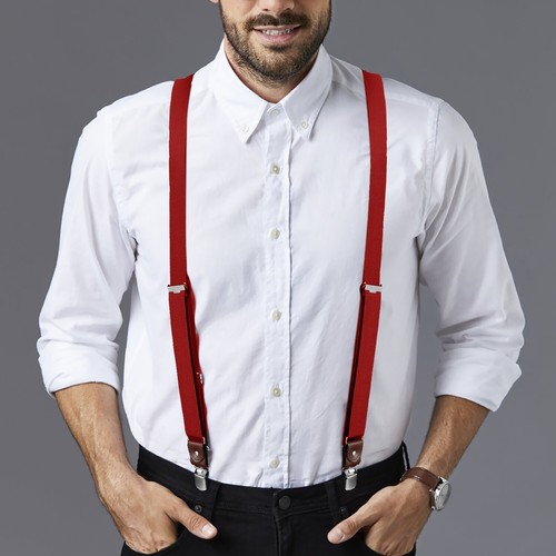 Buyless Fashion Suspenders for Men 48" Elastic Adjustable Straps 1 1/4" Y Shape - Picture 28 of 84