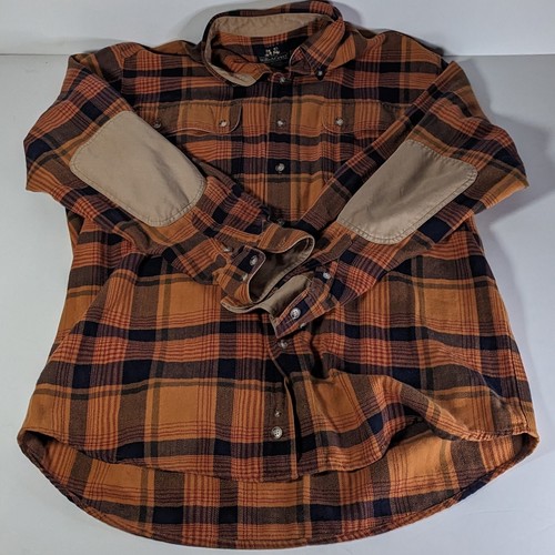 Vintage Willis & Geiger Plaid Flannel Button Down Shirt Elbow Patches Men M eBay