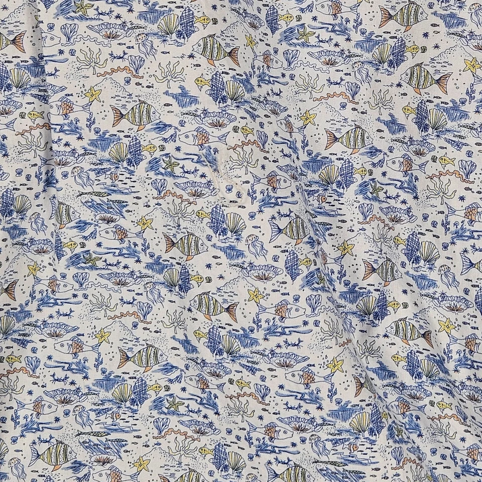 David Donahue Shirt Men's XL Blue Short Sleeve Fish Casual Tropical - Image 3 of 4