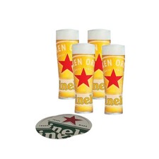 Heineken Half Pint Glasses x4 with 8 Beer Mats