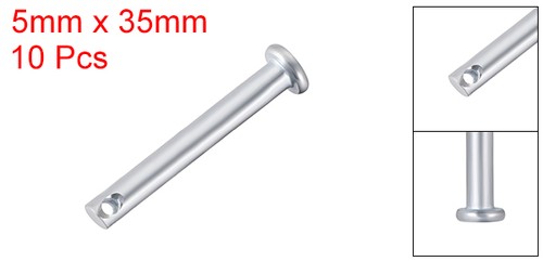 Single Hole Clevis Pins5mm x 35mm Flat Head Zinc-Plating Steel 10 Pcs - Picture 2 of 3