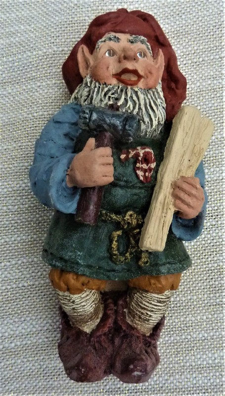 VTG June McKenna Elf Joey Wood Hammer  1988-1992 Figurine 4.75" Ornament