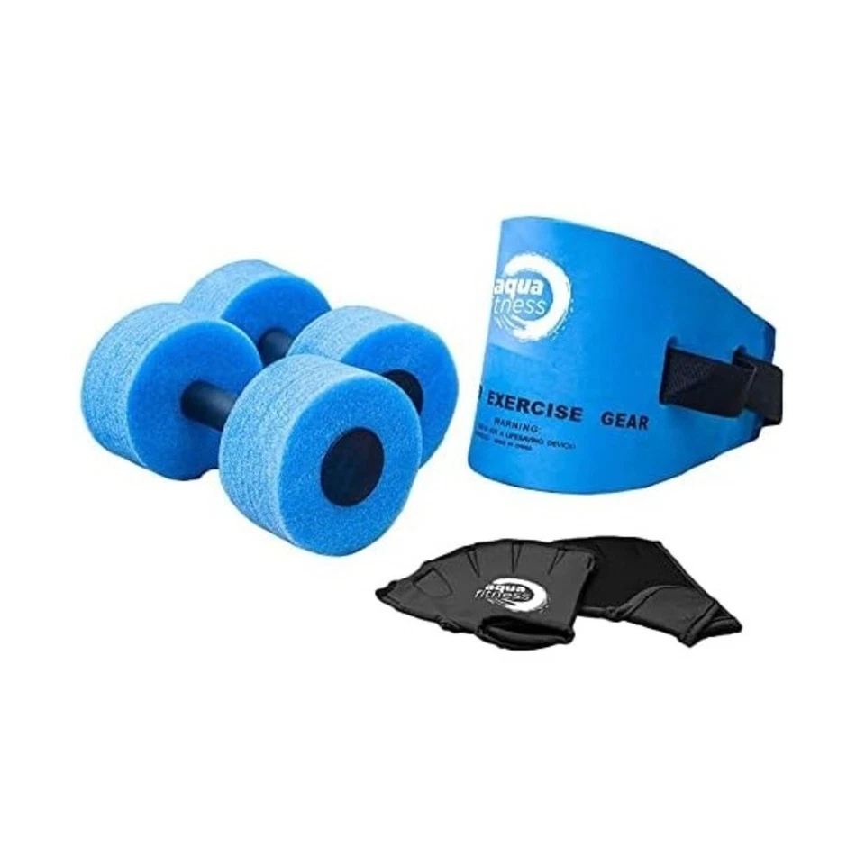 Aqua 6 件套健身套装:水上游泳带阻力手套哑铃锻炼 — 第 2/2 张图片
