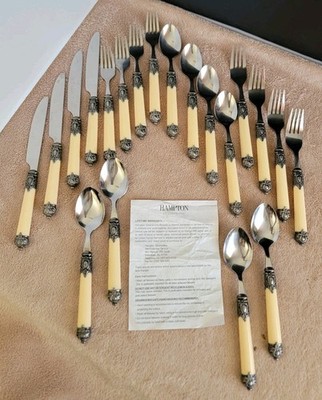 Hampton SilverSmiths Flatware Set Chateau Series Service Set of 4 HSV188