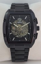 Working Versace Dominus Black Skeleton Dial Rectangular Case Automatic-Watch