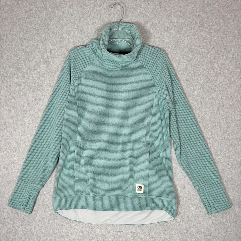 Pullover capucha Outdoor Research para mujer SP Trail Mix gofre polar salvia azul verde Foto 2 de 4