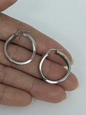 Twisted Hoop Earrings 925 Sterling Silver Gro...