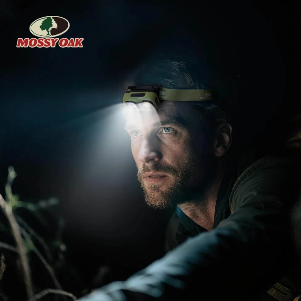 Mossy Oak 600 流明可充电 LED 车头灯带白色和红色灯 — 第 2/4 张图片