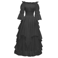 Women's Gothic Witch Dress Medieval Renaissance Costume Large-X-Large Black