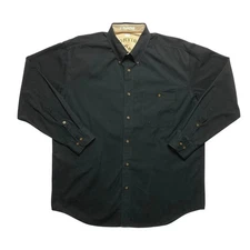 Orvis Shirt Mens Large Black Long Sleeve Pheasant Button Down Embroidered Cotton