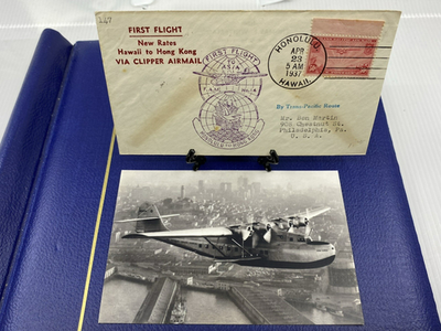 #ad FIRST Flight trans pacific to Hong Kong Apr. 21 1937 to Philadelphia PA. $32.95