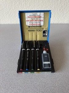 Staedtler Mars 700 S4 Technical Drawing Pen Set 2mm .3 .4 .5 w/ 745 Ink Germany