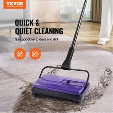 Manual Carpet Sweeper, 6.7" Wide Floor Sweeper for Pet Hair & Dust, Purple